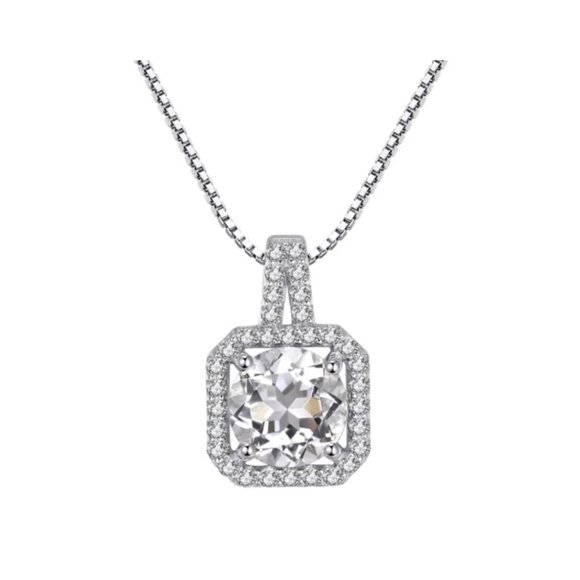 Jewelry - Stunning 2ct CZ S925 Drop Necklace